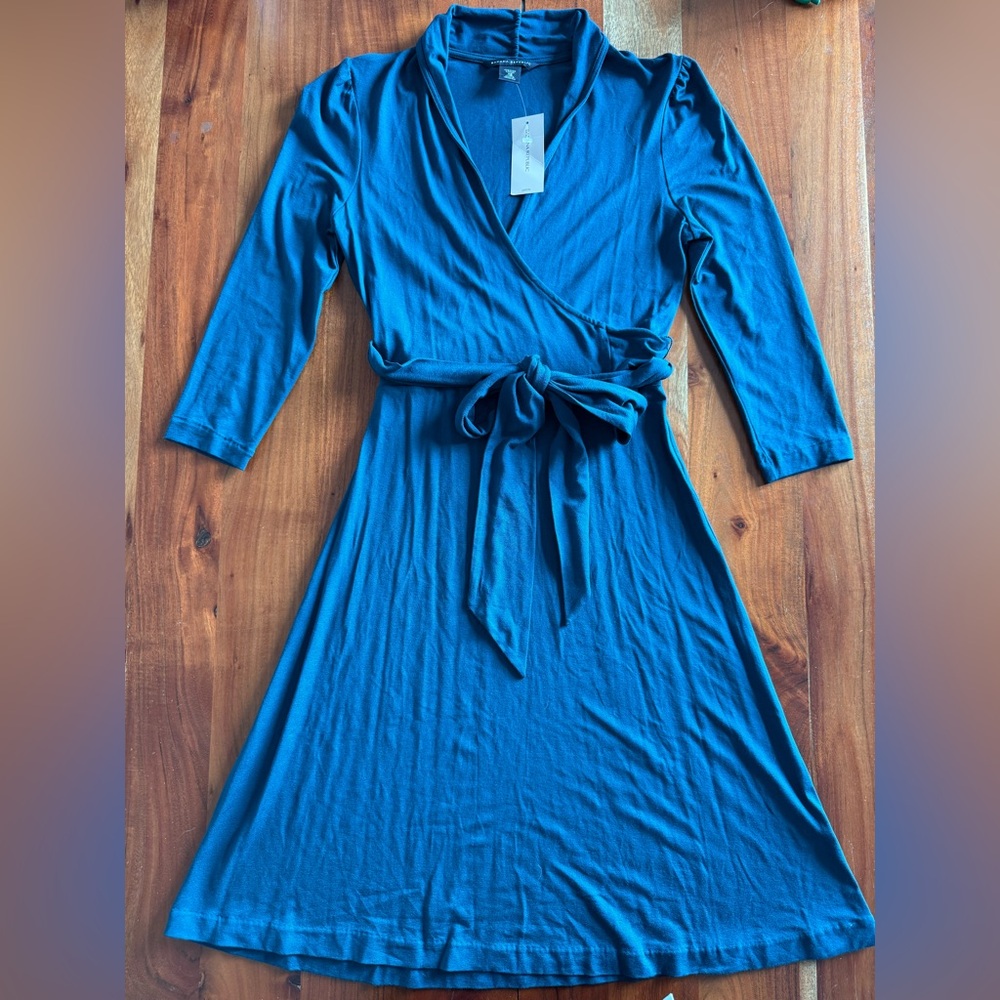 Banana Republic Teal Long Sleeve Wrap Dress